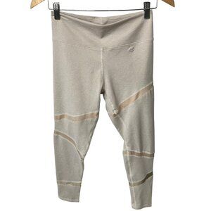 LB Leggings Size Medium Mid Rise Pull On Mesh Yoga Athleisure Beige